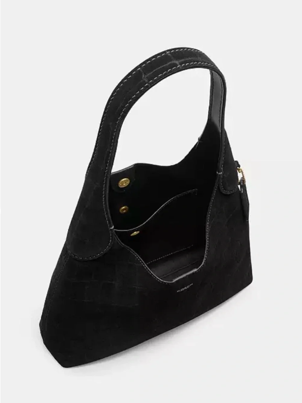 Coach (NWT) Brooklyn Shoulder Bag 28 in Black Suede Croc-Embossed - Picture 11 of 15